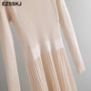 elegant OL turtleneck slim long Sweater dress women Thick knit Autumn Winter dress female Slim A-line basic dress casual