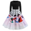 Retro Vintage Long Sleeve Winter Dress Women Floral Print Christmas Dresses Elegant Casual A-Line Robe Rockabilly Pinup Vestidos
