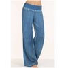 Plus Size S-5XL Comfortable Loose Wide Leg Imitation Denim Pants Women's Jeans Imitation Elastic Waist Full Long Trousers Pants