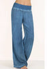 Plus Size S-5XL Comfortable Loose Wide Leg Imitation Denim Pants Women's Jeans Imitation Elastic Waist Full Long Trousers Pants