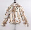 Genuine Rabbit Fur Coat Women Real Rabbit Fur Jacket Lady Winter Fur Overcoat Customized Big Size Mandarin Collar