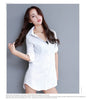 Women's Long Cotton Blend Dress Shirt Loose Boyfriend Style White Pink Spring Full Sleeve Korean Tops Street
