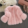 S-4XL Winter Faux Fox Fur Coat women Slim Long Pink Red Blue Faux Fur Jacket Women Fake Fur Short Coats Female H701