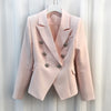 Baroque Designer Blazer Jacket Women's Silver Lion Buttons Double Breasted Blazer Outerwear