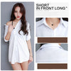 Women's Long Cotton Blend Dress Shirt Loose Boyfriend Style White Pink Spring Full Sleeve Korean Tops Street