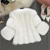 S-4XL Winter Faux Fox Fur Coat women Slim Long Pink Red Blue Faux Fur Jacket Women Fake Fur Short Coats Female H701