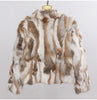 Genuine Rabbit Fur Coat Women Real Rabbit Fur Jacket Lady Winter Fur Overcoat Customized Big Size Mandarin Collar