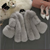 S-4XL Winter Faux Fox Fur Coat women Slim Long Pink Red Blue Faux Fur Jacket Women Fake Fur Short Coats Female H701