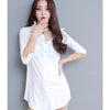 Women's Long Cotton Blend Dress Shirt Loose Boyfriend Style White Pink Spring Full Sleeve Korean Tops Street