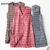Spring Womens Down Jackets Vest Long Ultra Light Waistcoat Winter Puffer Jacket Slim Parkas ED757