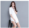 Women's Long Cotton Blend Dress Shirt Loose Boyfriend Style White Pink Spring Full Sleeve Korean Tops Street