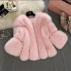 S-4XL Winter Faux Fox Fur Coat women Slim Long Pink Red Blue Faux Fur Jacket Women Fake Fur Short Coats Female H701