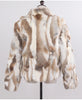 Genuine Rabbit Fur Coat Women Real Rabbit Fur Jacket Lady Winter Fur Overcoat Customized Big Size Mandarin Collar