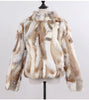 Genuine Rabbit Fur Coat Women Real Rabbit Fur Jacket Lady Winter Fur Overcoat Customized Big Size Mandarin Collar