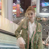 Chic Women Plaids Fringed Jacket Tweed Pearls Buckles Tweed Blazers Gold Silk Retro Checked Coat Spring Fall Cardigan Crop Tops