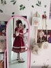 Christmas Lolita Dress Kawaii Women Year Sweet Lace Ruffle Patchwork Puff Long Sleeve Red Princess Plaid