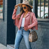 Womens Vintage Lapel Long Sleeve Fringe Cropped Hippie Motor Biker Cardigan Outwears Faux Suede Tassel Jacket