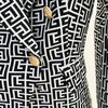 High Street Designer Jacket Women's Double Breasted Lion Buttons Geometrical Jacquard Blazer