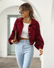 Autumn Cropped Corduroy Jackets Overcoat Single Breasted Lantern Sleeve Coats Women Vintage Winter Women Jacket 18047