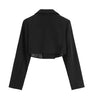 Women Punk Gothic Cropped Blazer with Metal Chain Harajuku Design Streetwear Chic Patchwork Suit Office Lady Commute Short Coat