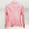 High Street Designer Jacket Women Lion Buttons Double Breasted Slim Fitting Monogram Jacquard Blazer