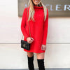 Customizable Turtleneck Loose Winter Dress Women Autumn Long Sleeve Solid Casual Sexy Mini Dress Female T Shirt Dress