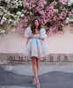 Women Elegant Sweet Dress Casual Ruffle Dress Female Tie-dyed Printing/Solid Long Sleeve Boho Dress Puff Sleeves Bubble Skirt