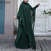 Women Chiffon Abaya Eid Mubarek Muslim Dresses Robe Long Sleeve Hijab Vestidos Abayas For Women Isamic Clothing