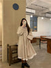 Autumn Korean Style Dress Women Ruffles Patchwork O Neck Long Sleeve Dresses Slim Waist Elegant Vestidos Mujer
