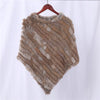 Genuine Rabbit Fur Knitted Natural Fur Poncho Wrap Coat Shawl Lady Scarf Natural Fur Wedding Party Cape