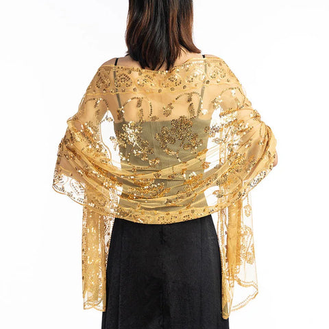 Women Evening Dress Wedding Shawl Sequined Shrug Wraps Solid Party Shawl Scarf Tassel Bridal Bolero Cape Mariage Shrug