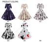 Women Flower Print Autumn Dress Casual Winter Half Sleeve Elegant Vintage Dress Robe Femme Pinup Office Party Vestidos