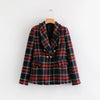 Tweed women red plaid blazers 2021winter women vintage jackets female patchwork blazer coats girls chic outfit clothes