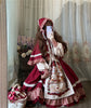 Christmas Lolita Dress Kawaii Women Year Sweet Lace Ruffle Patchwork Puff Long Sleeve Red Princess Plaid