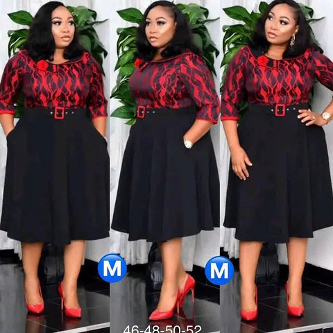 Patchwork Pleated African Clothes Plus Size Africa Clothing Christmas Robe African Print Dresses For Women Dress