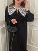 Women Autumn Beige Long Loose Lace Dress V Neck Straight Full Sleeve Pullover Maxi Dresses Female