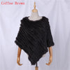 Genuine Rabbit Fur Knitted Natural Fur Poncho Wrap Coat Shawl Lady Scarf Natural Fur Wedding Party Cape