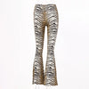 high waist leopard print flare leggings autumn winter women sexy bodycon trousers club pants