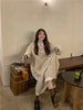 Autumn Korean Style Dress Women Ruffles Patchwork O Neck Long Sleeve Dresses Slim Waist Elegant Vestidos Mujer