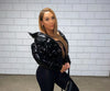 Winter Women Puffer Jackets Long Sleeve Zip Up Stand Collar Cropped Bubble Down Coats Shiny Metallic Quilted Parkas