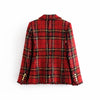 Tweed women red plaid blazers 2021winter women vintage jackets female patchwork blazer coats girls chic outfit clothes