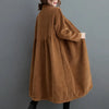 Winter Women Trench Fleece Long-sleeved Loose Corduroy Solid Color Vintage Casual Women Long Warm Coat YoYiKamomo