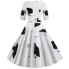 Women Flower Print Autumn Dress Casual Winter Half Sleeve Elegant Vintage Dress Robe Femme Pinup Office Party Vestidos