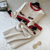 Autumn Women Knit Cardigans Sweater And Skirts Sets Single Breasted Knitted Coats Bodycon Skirt Two Pieces Suits Outfits