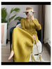 Pleated Long Sleeve V-neck Dress Women Spring Korean Designer Casual Black Dresses Elegant Aesthetic Clothes