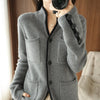 100%Pure Wool Sweater Autumn/Winter Women's Stand-up Collar Cardigan Casual Knit Tops Korean Female Jacket