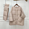 Women White Duck Down Coat Winter Female Scarf OverSize Jackets Round Neck Loose Thicken Parkas Warm Outwear