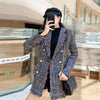 Spring Autumn Small Fragrance Wind Temperament Plaid Tweed Jacket Women Mid-length All-match Woolen Coat
