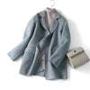 Handmade 90%Wool Women Plaid Blazer Coat Elegant Chic Wool Blend Khaki Blue Winter Coats