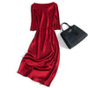 Heavy Mulberry Silk Satin Party Dress Long Sleeve Dress Women's Evening Dress